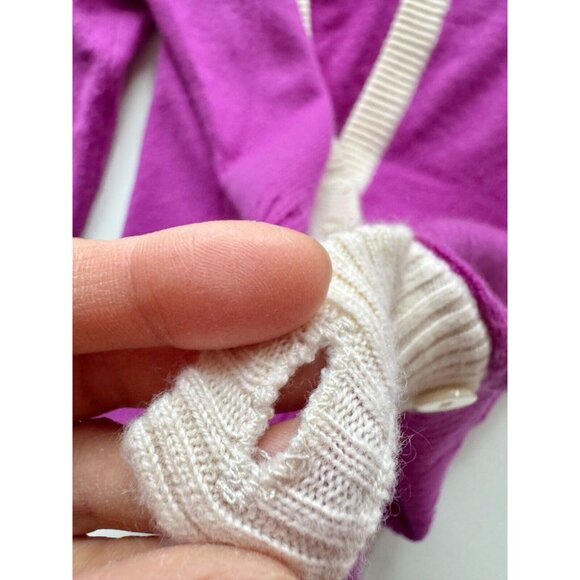 WHITE + WARREN Orchid Purple 100% Cashmere Deep V-Neck Cardigan Sweater, Size XS - Picture 13 of 14